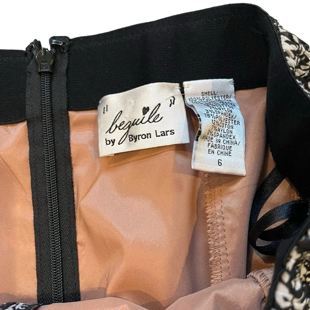 Beguile by Byron Lars Lasercut Pencil Skirt Black Cream Anthropologie, Sz 6 - Picture 12 of 13